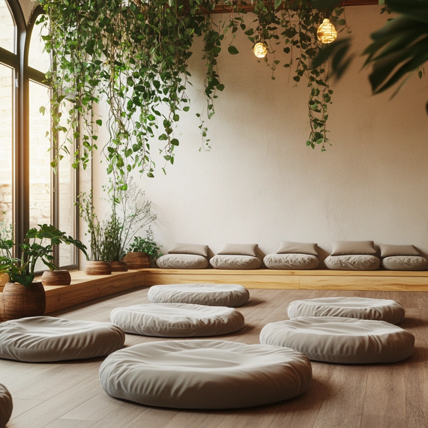Зона для медитації з комфортними подушками